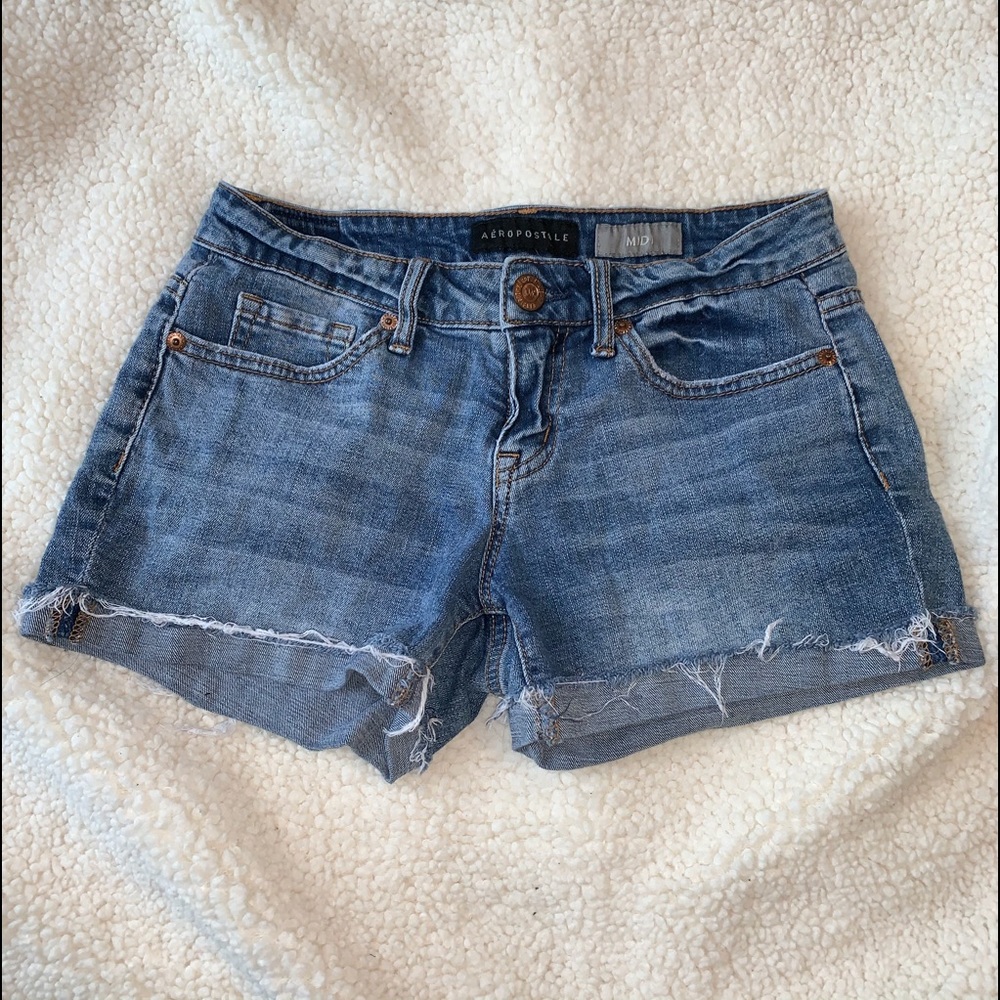 Aéropostale Mid-Wash Midi Jean Shorts